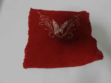 빨간색 나비 자수 오비 장식 천