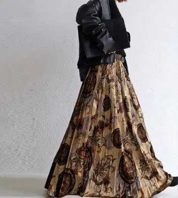 안티카 플리츠 롱 스커트