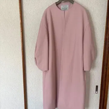 NEMIKA 핑크 롱 코트 노카라 큰 사이즈 5