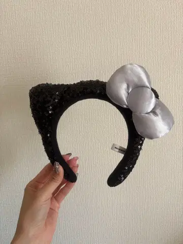 USJ 고양이 귀 머리띠 스팽글 블랙