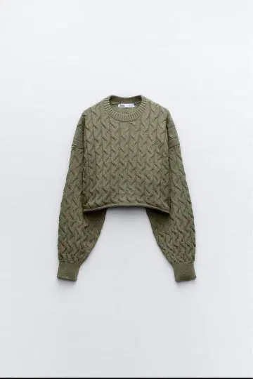 ZARA 올리브 그린 크롭 니트