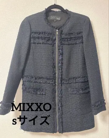 MIXXO 네이비 트위드 노카라 자켓 S