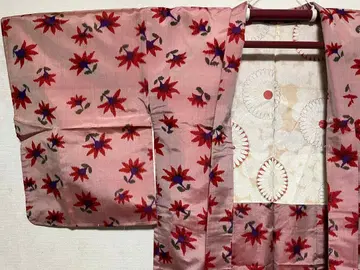 빨간색 그레이 레인보우 꽃 명선 이중 기모노 겉옷