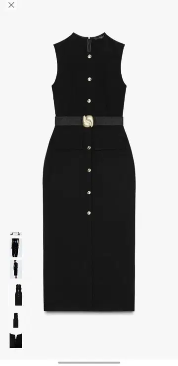 ZARA 블랙 슬리브리스 미디 드레스