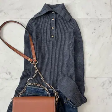 새상품급 알아바일 2WAY 터틀넥 리브 차콜 그레이 2