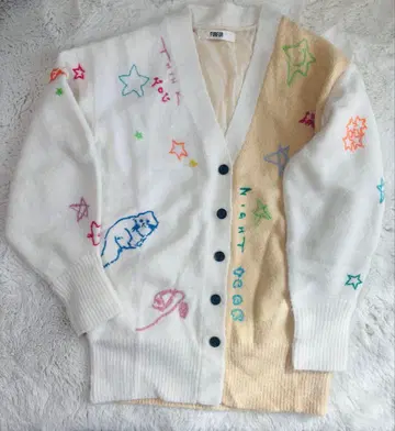 FURFUR 자수 타투 가디건 화이트