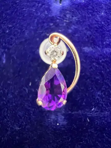 새상품급 TSUTSUMI K10 여성용 귀걸이 자수정 크리스탈