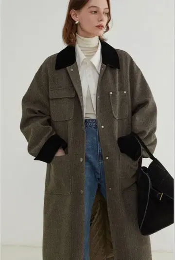 Fano Studios 헤링본 패턴 스텐카라 코트 XS