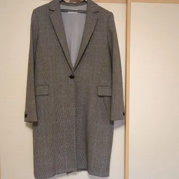 PLST 체크 무늬 롱 코트