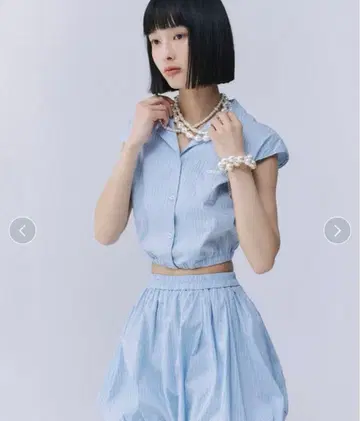 EMIY iSTORE 비즈 장식 셔츠 셋업 에이미