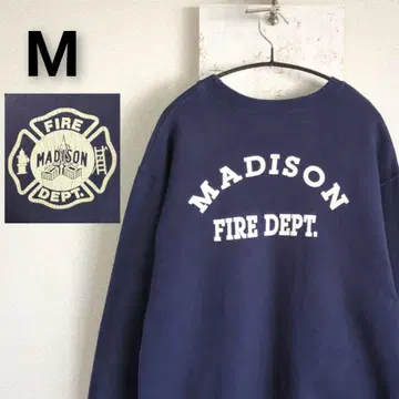 구제 의류 프룻 오브 더 룸 FIRE DEPT M 맨투맨 네이비