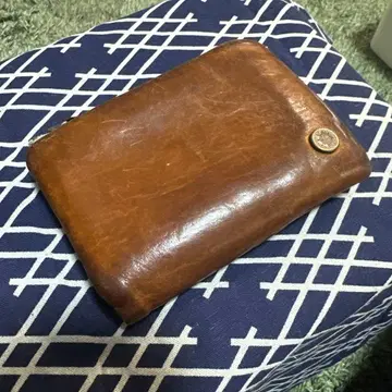 브라운 가죽 접이식 지퍼 지갑