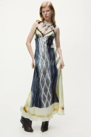 H&M 글렌 마틴스 프린트 새틴 원피스