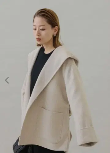 서니 라벨 울 리버 후드 미디 코트