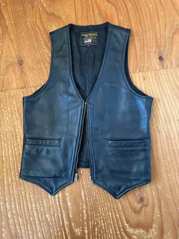 Vanson 블랙 가죽 베스트 지퍼 포함