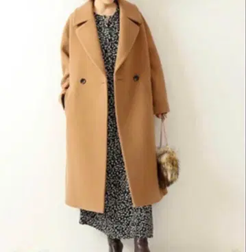 Spick & Span W 페이스 빅 칼라 코트 38