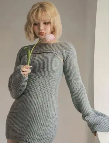 andmary Heart stitch mini dress