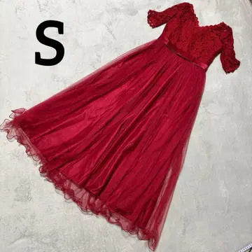 맥시 길이 원피스 드레스 빨간색 레드 튤 레이스 결혼식 포멀