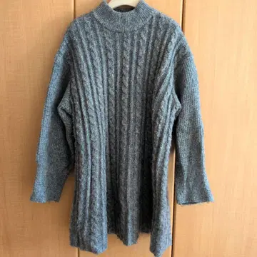 윌프리 그레이 케이블 짜임 니트 원피스