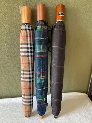 접이식 우산 3세트 체크 무늬 나일론 100% 55cm