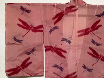 빨강 화이트 레인보우 직조 잠자리 여름 명선 단기 기모노