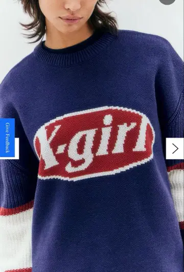 [ X-girl ] 로고 니트 스웨터 / 네이비
