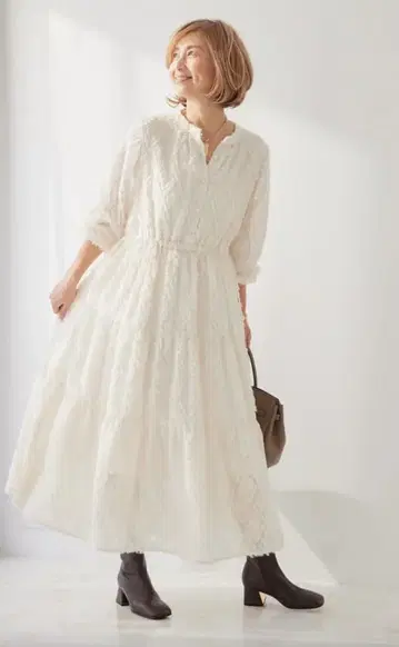 새상품급 [플러스오토하] 자카드 롱 원피스