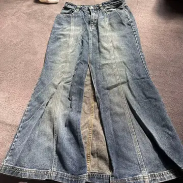 데님 롱 스커트 사이즈 40 인디고