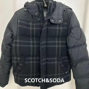 SCOTCH&SODA 후드 부착 다운 자켓 블랙 체크 스코치