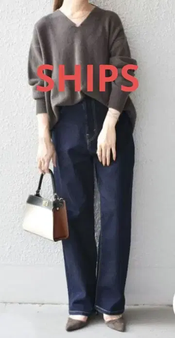 SHIPS 와이드 테이퍼드 데님 팬츠