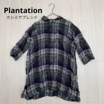 Plantation 캐시미어 블렌드 플란넬 셔츠 5부 소매 주름 가공