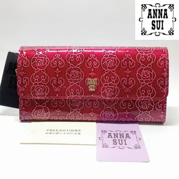 새상품 안나수이 장지갑 로즈하트 장미 버터플라이 덮개 천연 가죽 에나멜