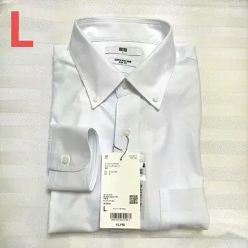 유니클로 버튼 다운 슈퍼 논아이론 저지 슬림 셔츠 L 화이트 긴팔