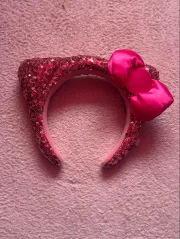 핑크 글리터 머리띠 리본 포함