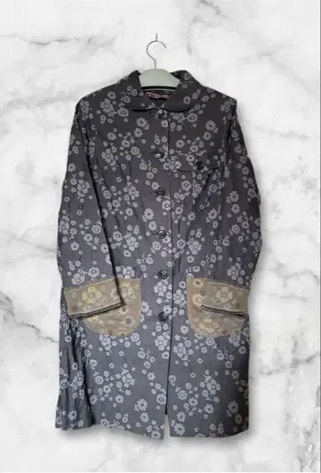 m.&kyoko 꽃무늬 브라운 롱 코트 겉옷