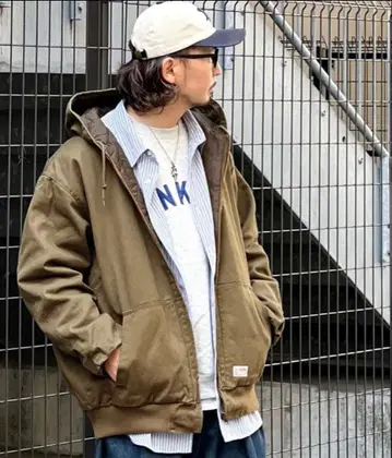 java 올리브 후드 부착 자켓