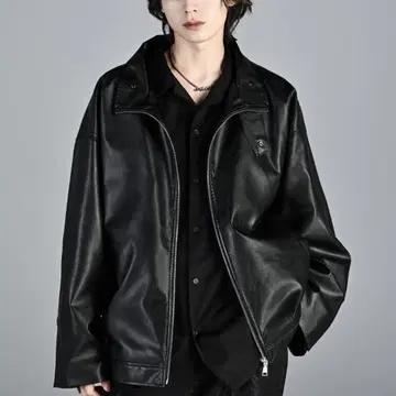 미사용 아들러 싱글 라이더스풍 블루종 인조 가죽 자켓 스탠드