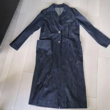 새상품급 베이 데님 롱 코트 데님 코튼 100%