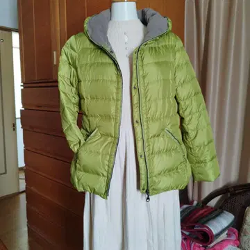 그린 퀼팅 다운 자켓