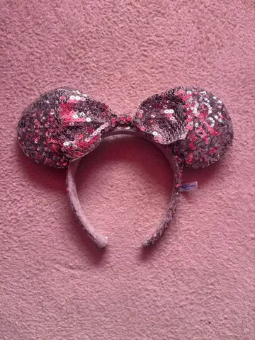미니 마우스풍 머리띠 핑크 실버