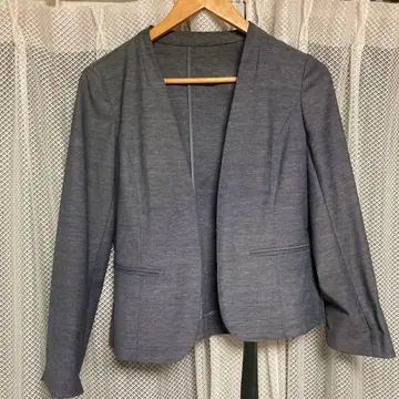 노카라 자켓 스커트 셋업 38 그레이 (데님 느낌?)