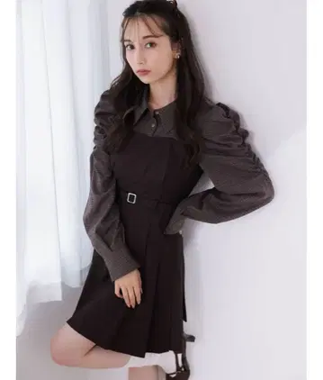 dazzlin 레이어드 셔츠 미니 원피스