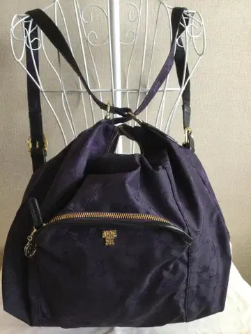 퍼플 나일론 백팩