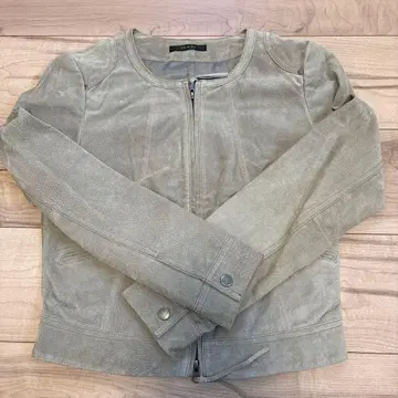 RULE 그레이 가죽 노카라 자켓