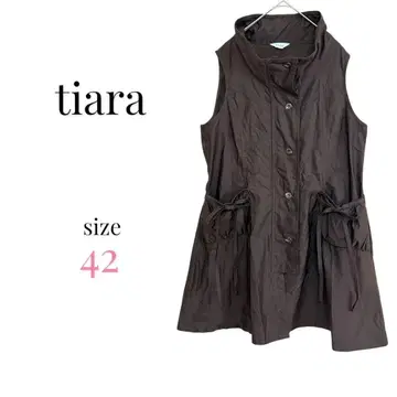 티아라 [42] 베스트 리본 슬리브리스 튜닉 셔츠 일본제 브라운