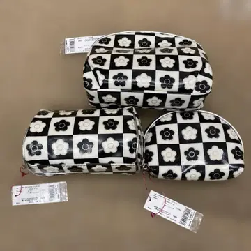MARY QUANT 꽃무늬 체크 파우치 3개 세트