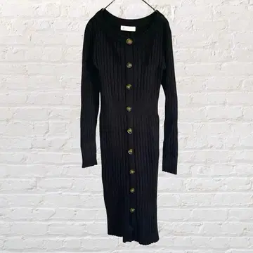 10383 세실 맥비 롱 니트 원피스 미 실루엣 블랙 슬림 구제 의류