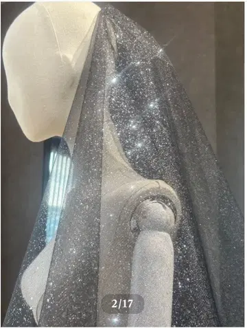 글리터 블랙 웨딩 베일 M 사이즈