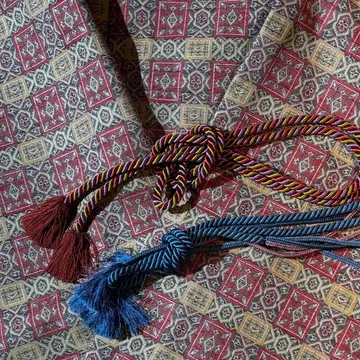 울 기하학 패턴 단기모노 오비 끈 포함