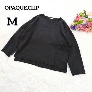 오파크 클립 V넥 긴팔 니트 블랙 M 심플 밑단 슬릿 5697